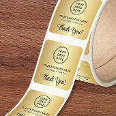 Stijlvol Script Bedrijfslogo Bedankt Goud Vierkante Sticker
