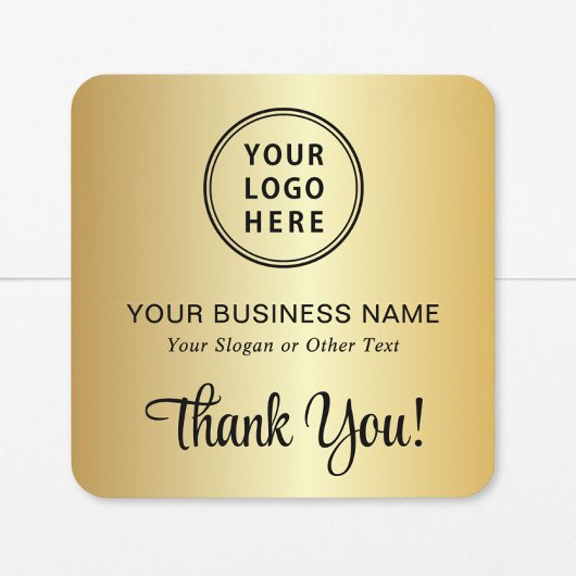 Stijlvol Script Bedrijfslogo Bedankt Goud Vierkante Sticker