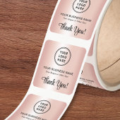 Stijlvol Script Bedrijfslogo Bedankt Roze Goud Vierkante Sticker