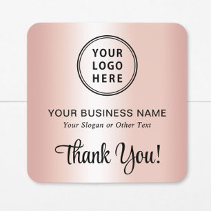 Stijlvol Script Bedrijfslogo Bedankt Roze Goud Vierkante Sticker