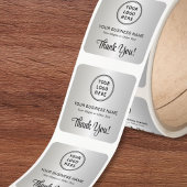 Stijlvol Script Bedrijfslogo Bedankt Zilver Vierkante Sticker