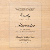 Stijlvol Script Black White Wedding Invitation Acryl Uitnodigingen (Voorkant)