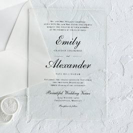 Stijlvol Script Black White Wedding Invitation Acryl Uitnodigingen