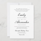 Stijlvol Script Black White Wedding Invitation Kaart (Voorkant)