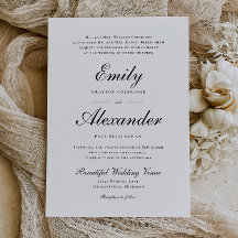 Stijlvol Script Black White Wedding Invitation