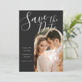 Stijlvol Script Boog Frame Foto  Save The Date (Staand voorkant)