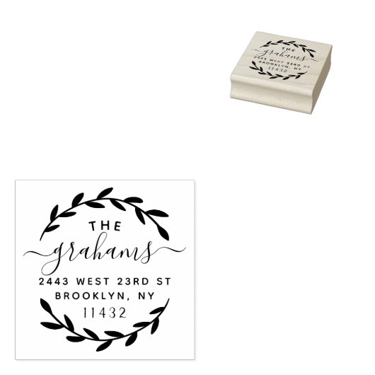 Stijlvol Script Botanische familie retour adres Rubberstempel (Gestempeld)