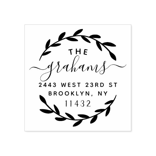 Stijlvol Script Botanische familie retour adres Rubberstempel (Afrduk)