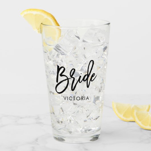 Stijlvol script "Bride" op maat Glas (Voorkant ijs)