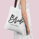 Stijlvol script "Bride" op maat Tote Bag<br><div class="desc">Fun,  gepersonaliseerd ontwerp van een bruidsfeestje.</div>