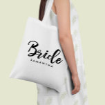 Stijlvol script "Bride" op maat Tote Bag<br><div class="desc">Fun,  gepersonaliseerd ontwerp van een bruidsfeestje.</div>