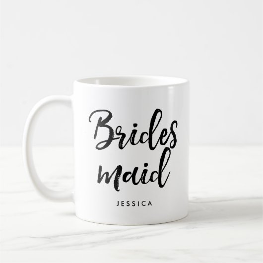 Stijlvol script "Bridesmaid" op maat Koffiemok (Links)
