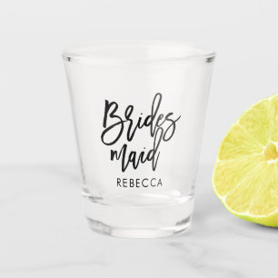Stijlvol script "Bridesmaid" op maat Shot Glas