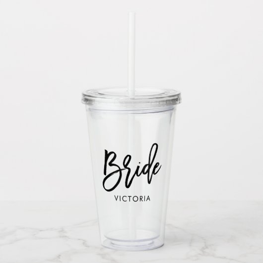 Stijlvol Script "Bruid" Custom Bruids Party Acryl Drinkbeker (Voorkant)