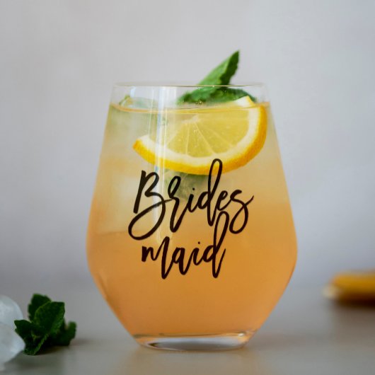 Stijlvol script "Bruidsmeisje" Persoonlijk Wijnglas Zonder Voet