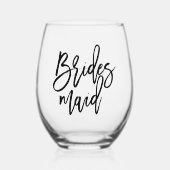 Stijlvol script "Bruidsmeisje" Persoonlijk Wijnglas Zonder Voet (Voorkant)