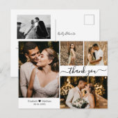 Stijlvol script bruiloft 4 Foto collage Hartelijk  Briefkaart (Voorkant / Achterkant)