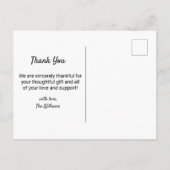 Stijlvol script Dank u Pasgeboren Foto Geboorte Aankondigingskaart (Achterkant)