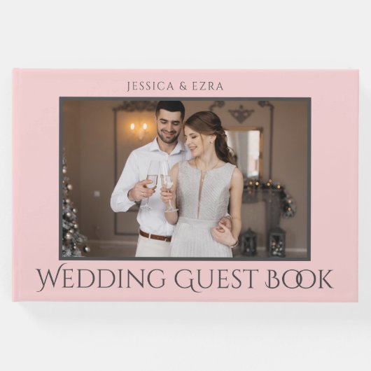 Stijlvol Script Donkergrijs en goud | Foto Gastenboek (Voorkant)