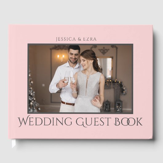 Stijlvol Script Donkergrijs en goud | Foto Gastenboek (Voorkant)