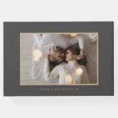 Stijlvol Script Donkergrijs en goud | Foto Gastenboek (Achterkant)