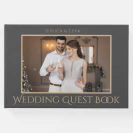 Stijlvol Script Donkergrijs en goud | Foto Gastenboek