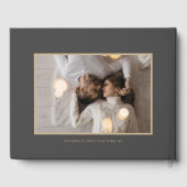 Stijlvol Script Donkergrijs en goud | Foto Gastenboek (Achterkant)