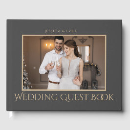 Stijlvol Script Donkergrijs en goud | Foto Gastenboek