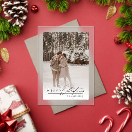 Stijlvol Script Elegante Foto Prettig Kerstkaart Acryl Uitnodigingen