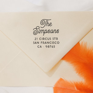 Stijlvol script familienaam & retouradres  zelfinktende stempel