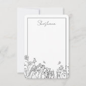 Stijlvol script Floral Sketch Hartelijk dank Notitiekaartje (Voorkant)