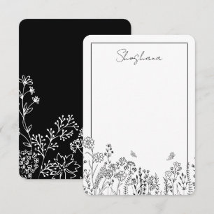 Stijlvol script Floral Sketch Hartelijk dank Notitiekaartje