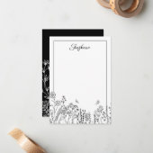 Stijlvol script, Floral Sketch Note Kaart Notitiekaartje (Voorkant / Achterkant in situ)