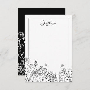 Stijlvol script, Floral Sketch Note Kaart Notitiekaartje