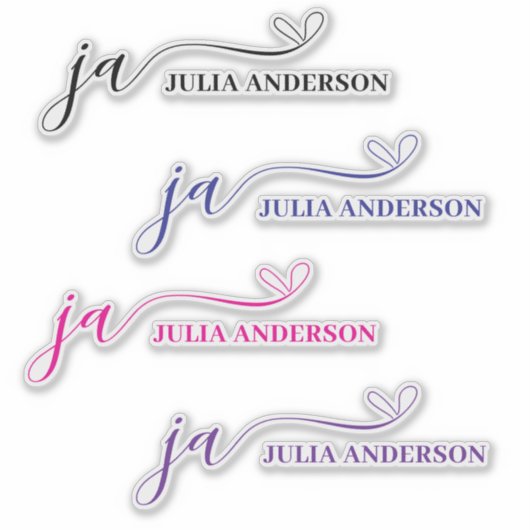 Stijlvol Script Font Monogram Kleurrijk Sticker (Voorkant)