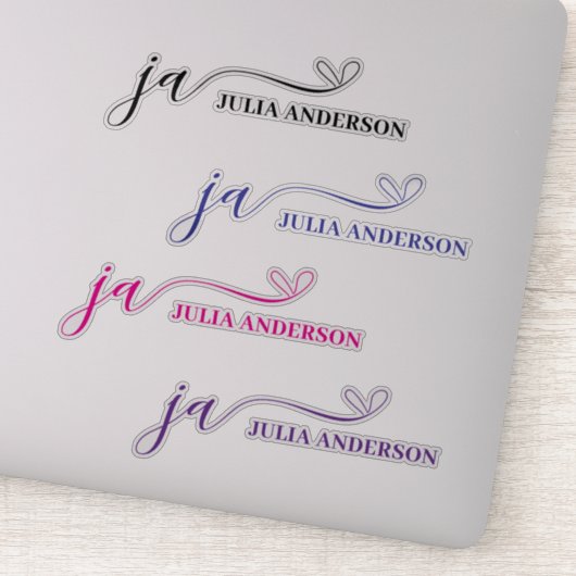 Stijlvol Script Font Monogram Kleurrijk Sticker (Detail)