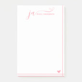 Stijlvol Script Font Monogram Wit & Roze Post-it® Notes (Voorkant)
