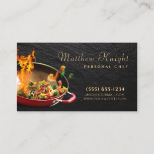 Stijlvol Script Food Pan Personal Chef Catering Visitekaartje