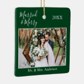 Stijlvol script, gehuwd en verrukt huwelijk groen keramisch ornament (Rechts)