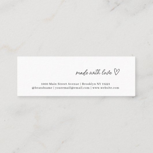 Stijlvol script gemaakt Love Heart Earning Display Mini Visitekaartje (Achterkant)