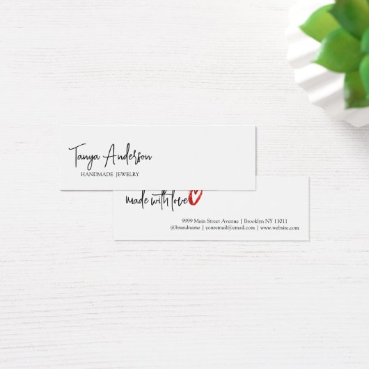 Stijlvol script gemaakt Love Heart Earning Display Mini Visitekaartjes (Bureau)