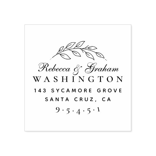 Stijlvol script getrouwd paar namen retour adres rubberstempel (Afrduk)