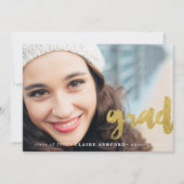 Stijlvol script Gold Afstuderen Fotouitnodiging Kaart (Voorkant)
