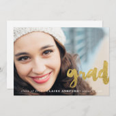 Stijlvol script Gold Afstuderen Fotouitnodiging Kaart (Voorkant / Achterkant)