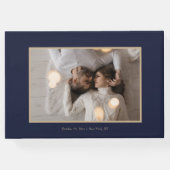 Stijlvol Script Gold en blauw | Foto Gastenboek (Achterkant)