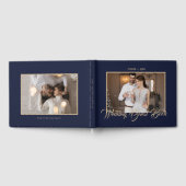 Stijlvol Script Gold en blauw | Foto Gastenboek (Volledig)