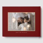 Stijlvol Script Goud en Bourgondië | Foto Gastenboek (Achterkant)