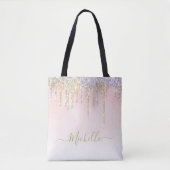stijlvol script goud en zilveren glitter tote bag (Voorkant)