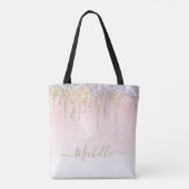 stijlvol script goud en zilveren glitter tote bag (Achterkant)