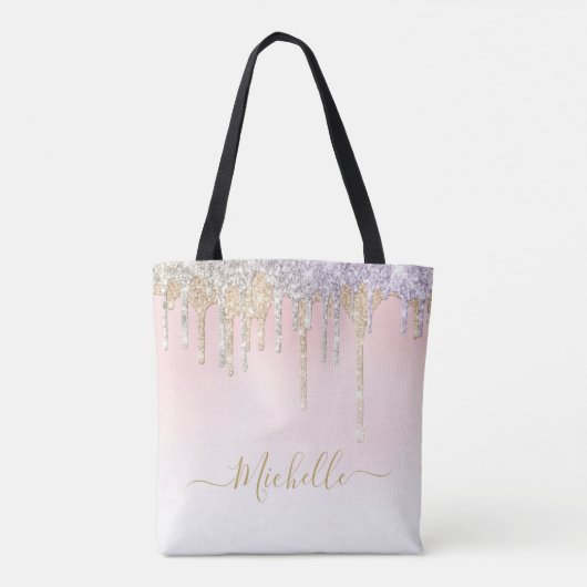 stijlvol script goud en zilveren glitter tote bag (Achterkant)
